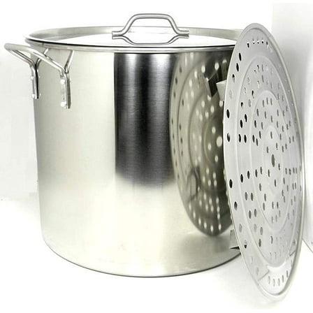 80 Quart Stainless Steel Stock Pot with Rack & Lid