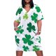 thumbnail image 1 of Vestido holgado con bolsillos y estampado de tréboles irlandeses, vestidos africanos para mujer, vestidos de verano, 1 of 6