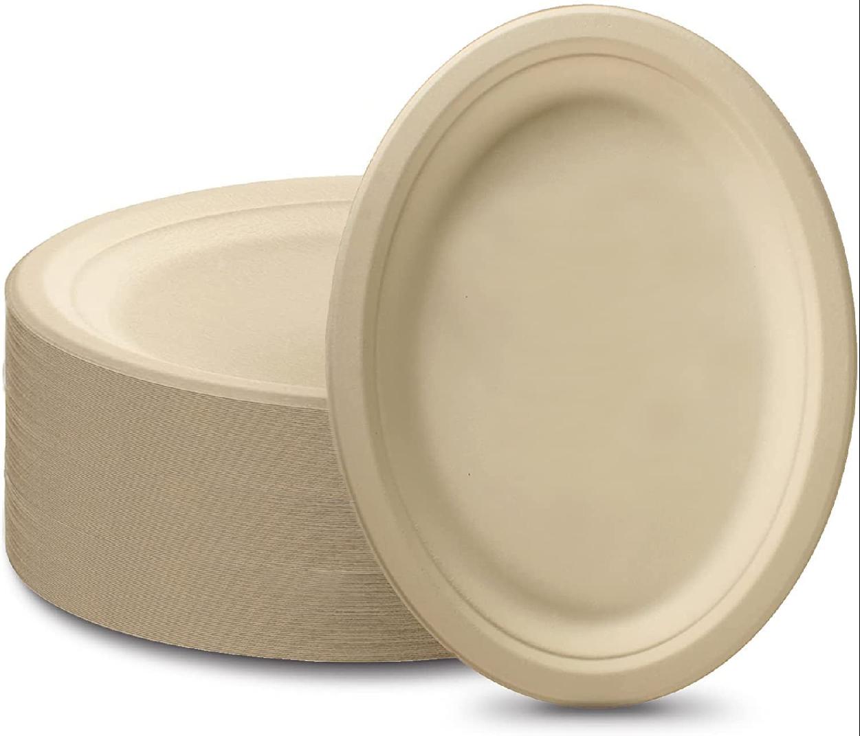 Disposable Oval Paper Plate Heavy Duty Bulk 10"30Pack, Biodegradable