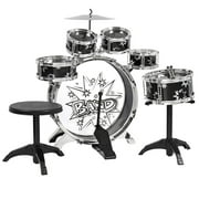 Kids Junior Drum Kit Tom Drums Cymbal Stool Drumsticks Set Musical Instrument