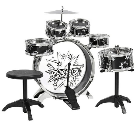 Kids Junior Drum Kit Children Tom Drums Cymbal Stool Drumsticks Set Musical Instruments Play Learning Educational Toy Gift