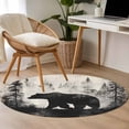 thumbnail image 4 of Brown Bear Round Area Rug 3.3 FT, Non Slip Small Entryway Kitchen Mat, Retro Forest Nature Tree Silhouette Mountain Washable Soft Circular Rug Non-Shedding Door Mat for Bathroom Playroom Kids Room, 4 of 9