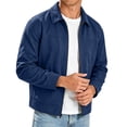 thumbnail image 3 of Kukoosong Men's Lapel Collar Suede Jacket, Long Sleeve Full Zip Lightweight Casual Bomber Coat with Side Pockets, Fall Winter Solid Color Slim Fit Business Daily Outerwear, 3 of 7