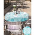 thumbnail image 4 of Aqua Boho Outdoor Tablecloth - 60 Inch Round Dining Table Cover, Vintage Floral Contemporary Art Waterproof Outdoor Table Cloth with Umbrella Hole & Zipper for Picnic/Patio/Party, 4 of 5