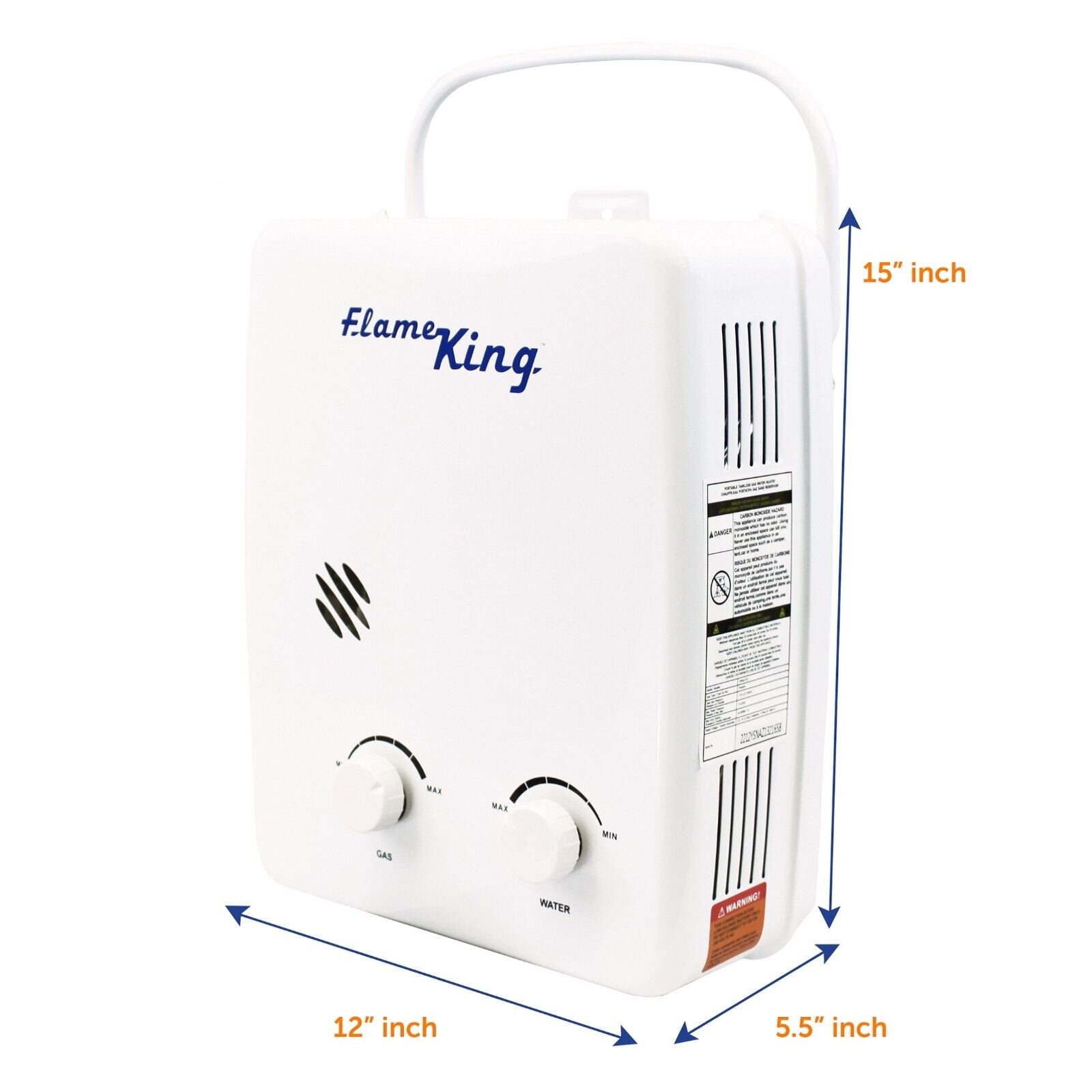 Flame King Portable Propane Tankless Water Heater 1.32 GPM & 34K BTU for Outdoor Showers, 5l