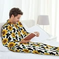 thumbnail image 6 of Fotbe Cute Cow Print Sunflower B Pattern Long Sleeve Pajama Set for Men,Sleepwear Set,2-piece Loungewear Set,Soft PJs Comfy Nightwear with Pockets-X-Large, 6 of 7