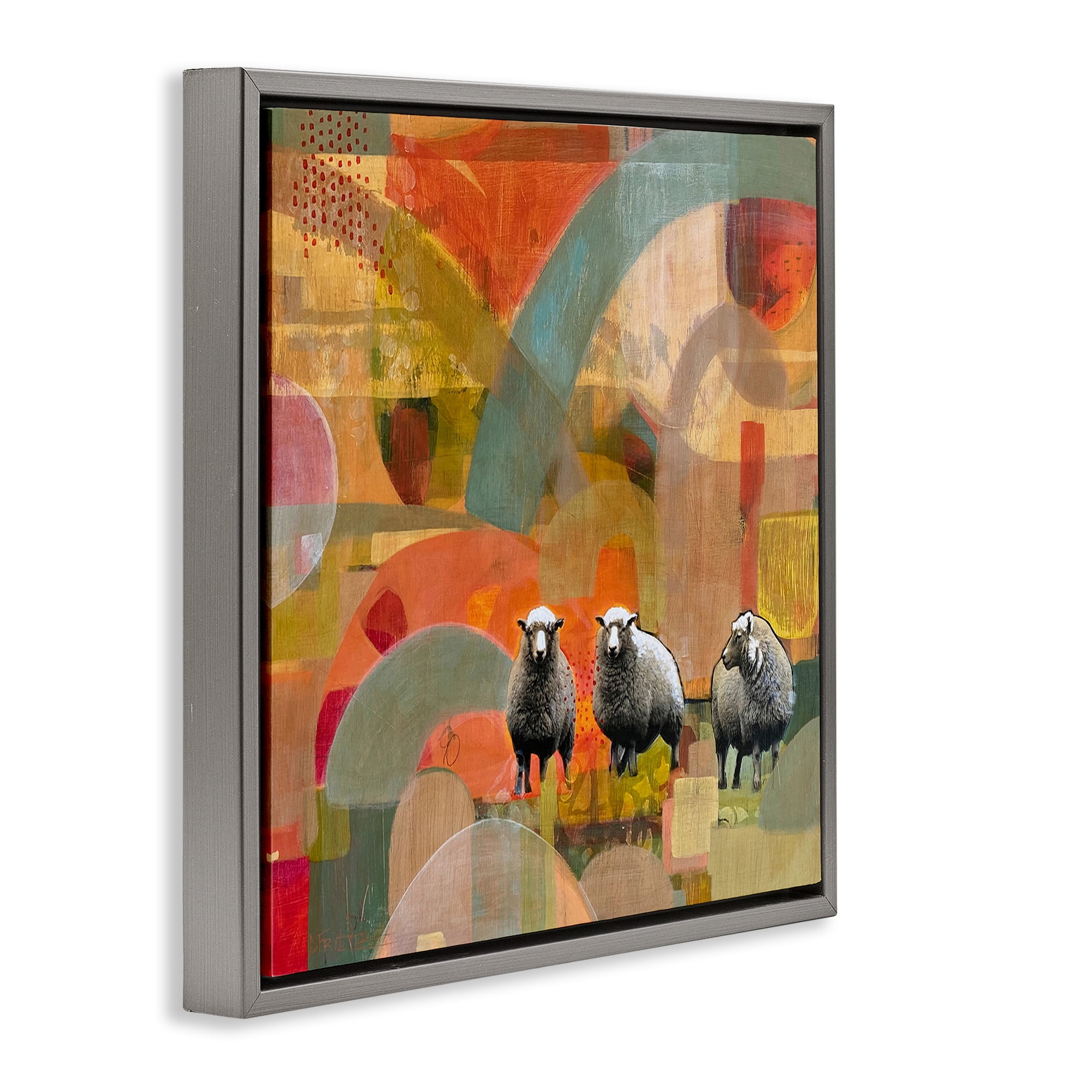 Stupell Industries Counting In My Sheep Gray Framed Floater Canvas Wall Art, design by Dianna Fritzler