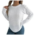 thumbnail image 2 of Sweaters for Women 2025 Long Lattern Sleeve Crewneck Knit Sweater Casual Jumper Top Womens Pullover Sweaters, 2 of 4