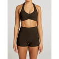 thumbnail image 4 of Workout Sets for Women 2 Piece Wrinkles Halter Sports Bras High Waist Biker Shorts Exercise Gym Yoga Outfit Brown M, 4 of 7