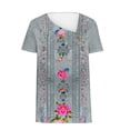 thumbnail image 4 of Homenesgenics Tops for Women Plus Size,Tunic Tops for Women,Crop Tops for Women Women's Short Sleeves-Neck Fashion Casual Printed Button-Up Blouse T-Shirt Blue XL, 4 of 5