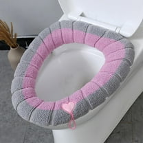 2-Pack Toilet Seat Covers, Soft Elasticated Toilet Lid Covers, Warm Knitted Seat Cushions for Winter, Easy to Clean(Pink)