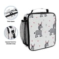 thumbnail image 2 of Insulated Square Lunch Bag with Side Mesh Pocket Fashion Lunch Box Reusable Lunch Tote 10.5" x9.5" x3.5" Grey Cute Donkeys Pattern, 2 of 6