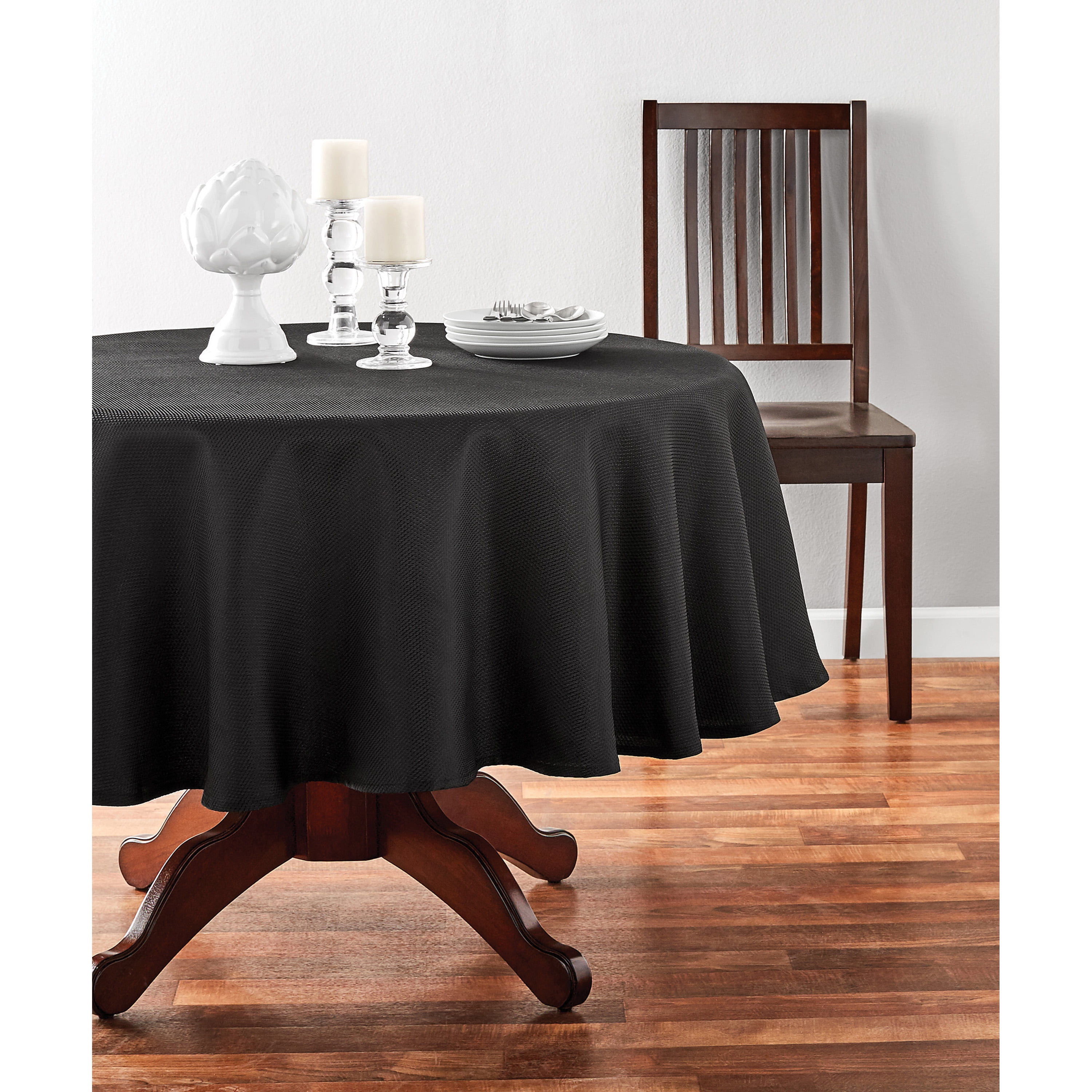 Mainstays Fraser Tablecloth, Rich Black, 70" Round