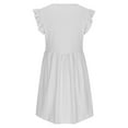 thumbnail image 4 of Fartey Summer Dresses for Women Eyelet Embroidery Ruffle Trim Short Sleeve Midi Dress Loose Casual V Neck Swing Dress Solid Color Beach Vacation Sundress White L, 4 of 8