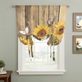 thumbnail image 2 of Farmhouse Sunflowers Tie Up Curtains for Windows, Adjustable Balloon Window Shades, Rustic Floral Buttterfly Wood Board Brown Kitchen Window Treatments Farmhouse Short Curtains 42"x45", 2 of 8