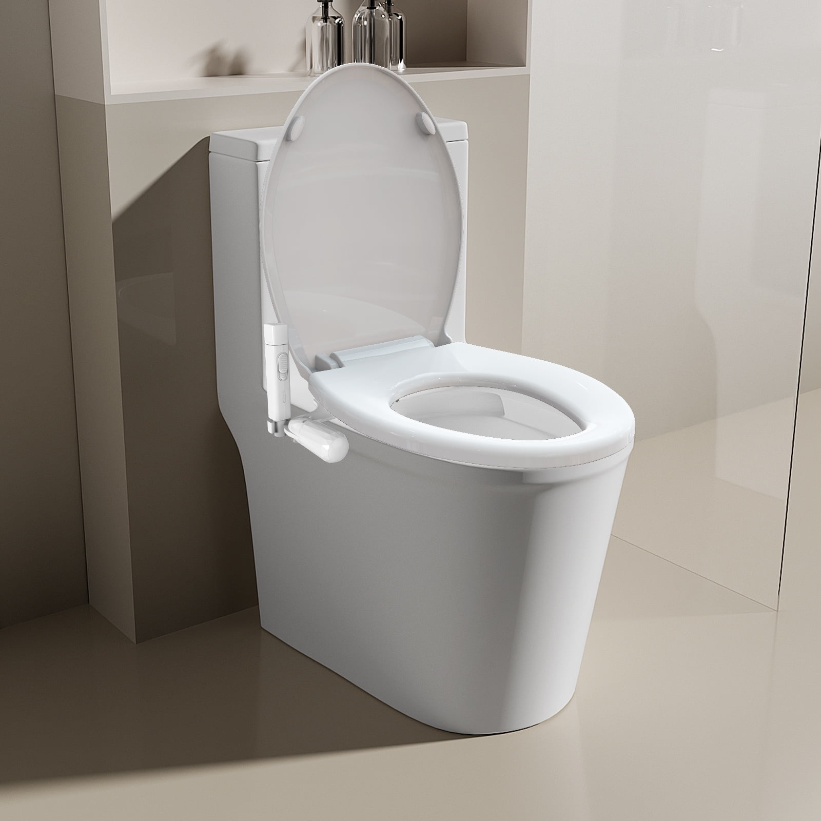 Jinxell 2-in-1 Bidet Attachment with Handheld Bath Bidet Sprayer, Ultra-Slim Adjustable Water Pressure Nozzle, Cold Water Non Electric Hand Sprayer for Toilet Seat
