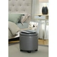 thumbnail image 3 of Designs4Comfort Pouf de Rangement Rond d'Appoint en Similicuir Gris, 3 of 10