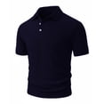 thumbnail image 5 of IWRICH Men's Corduroy Short Sleeve Polo Shirts Button up Solid Color T Shirts Summer Casual Stylish Textured Tops with Pocket Navy XL, 5 of 8
