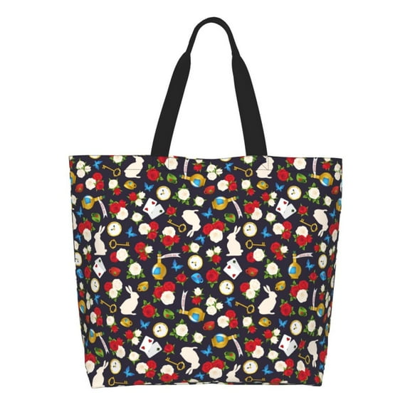 Rocae Rose Rabbit for Big Capacity Shoulder Bag with Pockets,Tote Bag for Women Handbag