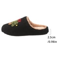 thumbnail image 4 of Christmas Fuzzy Slippers for Women Cute Santa Xmas Tree Print Funny Matching House Slipper Memory Foam Slip on Winter Shoes Black 6, 4 of 7