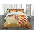 thumbnail image 3 of Ambesonne Detroit Quilted Bedspread Set 3 Pcs, Antique Old USA Flag, Queen Size, Multicolor, 3 of 5