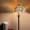 thumbnail image 3 of Tiffany Floor Lamp Mission Style Blue Stained Glass Floor Light for Reading Antique 16" Double Light Standing Lamp for Living Room Bedroom Home Office, 3 of 7
