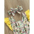 thumbnail image 5 of Caoirhny Baby Girls Romper with Headband, Rabbit Print Fly Sleeve Romper with Hairband for Toddlers, 5 of 9