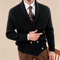 thumbnail image 4 of Mens Shawl Collar Cardigan Sweaters Knit Textured Sweater Button Down Cardigans Button Closure, Soft Thick, Fall Winter Stylish Outerwear(Black,XL), 4 of 5