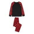 thumbnail image 6 of Elippeo Christmas Family Pajamas Matching Set Letter Santa Hat Print Long Sleeve Tops and Plaid Pants Sleepwear, 6 of 10
