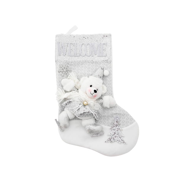 Botas Navideñas De Oso Polar Decoración Calcetín Colgante blanco
