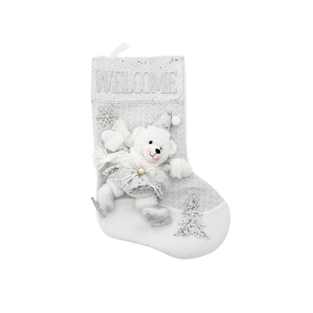 Botas Navideñas De Oso Polar Decoración Calcetín Colgante blanco