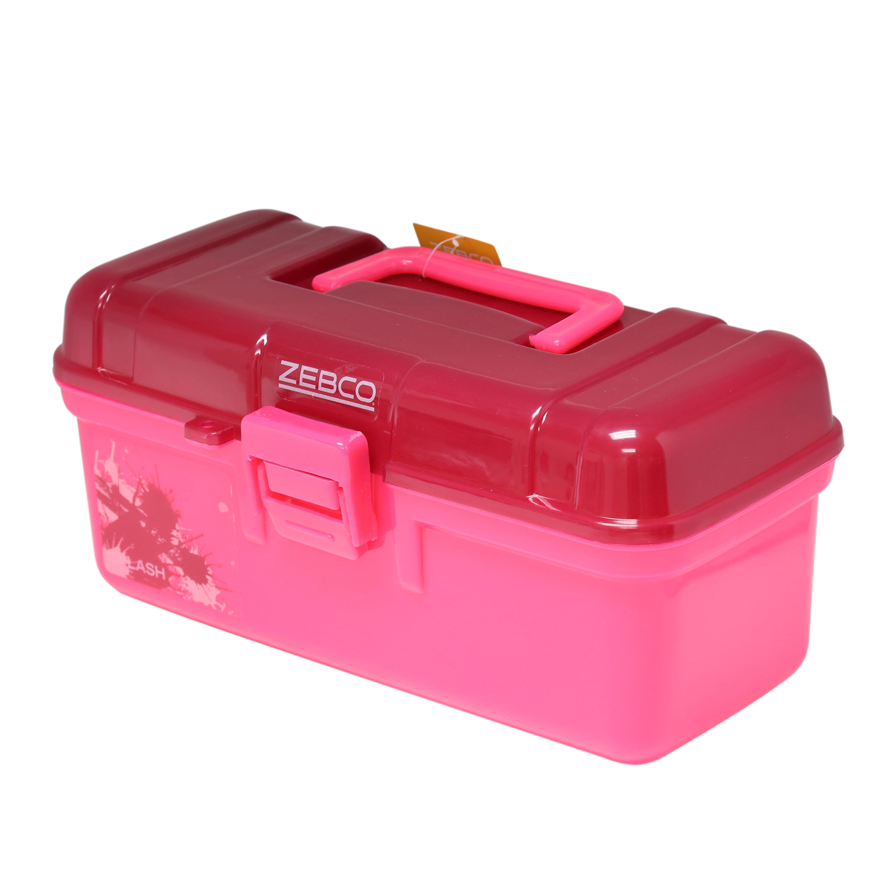 Zebco Splash Youth Fishing Tackle Box Kit with 57 Pieces, Pink, Small
