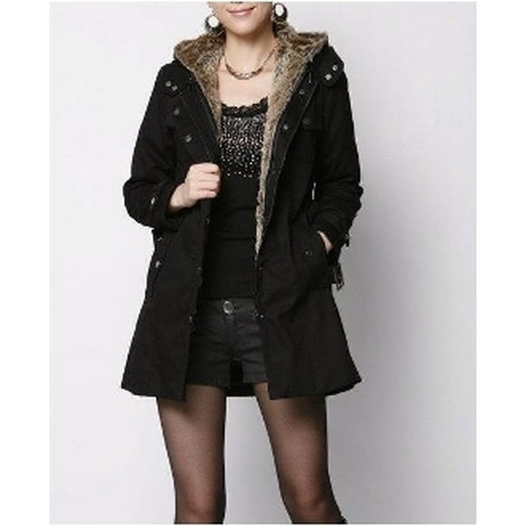Faux fur lined trench coat best sale