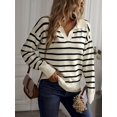 thumbnail image 6 of Women Striped Drop‑Shoulder Long‑Sleeve Knit Sweater, Casual Pullover Top for Fall Winter, 6 of 6