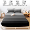 thumbnail image 5 of Twin XL Size Fitted Sheet Set - Black Grey Ombre 2 Piece Bedding Sets 16" Deep Pocket Fitted Sheet with 1 Pillowcases, Modern Abstract Art Farmhouse Striped Brushed Microfiber Hotel Luxury Bed Sheets, 5 of 9
