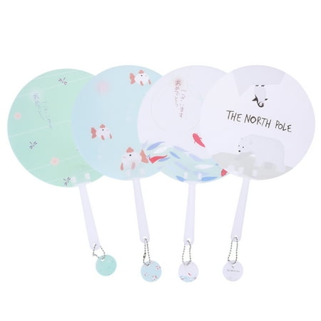 

4pcs Summer Round Hand Fans Cartoon Pattern Handheld Fans Portable Small Fan for Kids Children