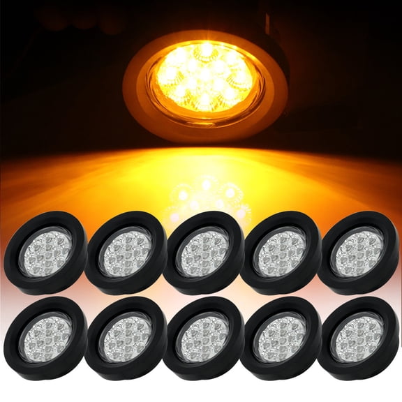 CCIYU Side Marker Light Universal 10pcs Yellow 13LED Side Marker Clearance Light Bulbs Replacement fit for Truck Bus Boat SUV ATV Trailer Indicator Light Side Marker Assembly