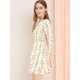 thumbnail image 4 of Allegra K Vestido Mini Estampado Floral Cuello Con Volantes Casual Para Mujeres Blanco L Unique Bargains ajustado, 4 of 7