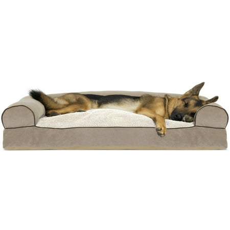 UPC: 0842229106190 | FurHaven Pet Products | Faux Fleece & Chenille Soft Woven Pillow Sofa Pet Bed for Dogs & Cats – Cream  Jumbo