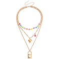 thumbnail image 1 of Collier à chaîne multicouche Mode: Collier de collier pendentif en verrouillage du coeur Collier pull, 1 of 10