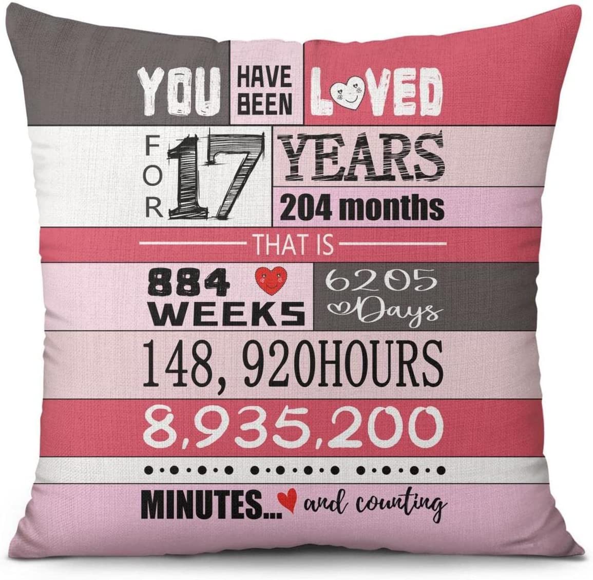 17 Year Old Girl Gift Ideas, Gifts for 17 Year Old Girl Throw Pillow Covers 18x18 inch, 17th Birthday Decorations for Girls, 17 Birthday Decorations