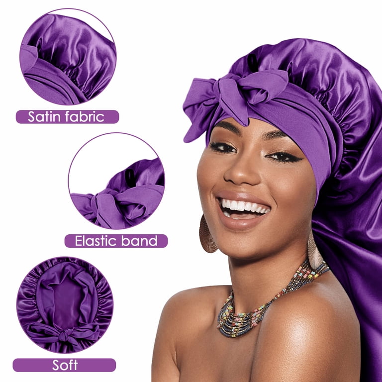 Purple Braided Satin ZaraTurban Hat - Women\'s Accessories DODAMOUR-Extra-Long-Satin-  main image 2