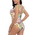 thumbnail image 5 of Yiaed Colorful Donuts Print Women's Ruffled One Piece Swimsuit V Neck Swimwear Slimming Monokini for Woman-XX-Large, 5 of 8