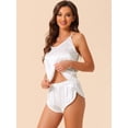 thumbnail image 2 of DARING DIVA Women's Satin Backless Lingerie Tops with Shorts Cami Pajamas Sets XL White, 2 of 6
