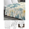 thumbnail image 6 of Spring Meadow Blooms King Size Flat Sheet, Wrinkleproof & Fadeproof Cooling Flat Bed Sheet Only, Teal Yellow Botanical Breathable Soft Bedding Top Sheets 105 x 98 Inches, 6 of 8