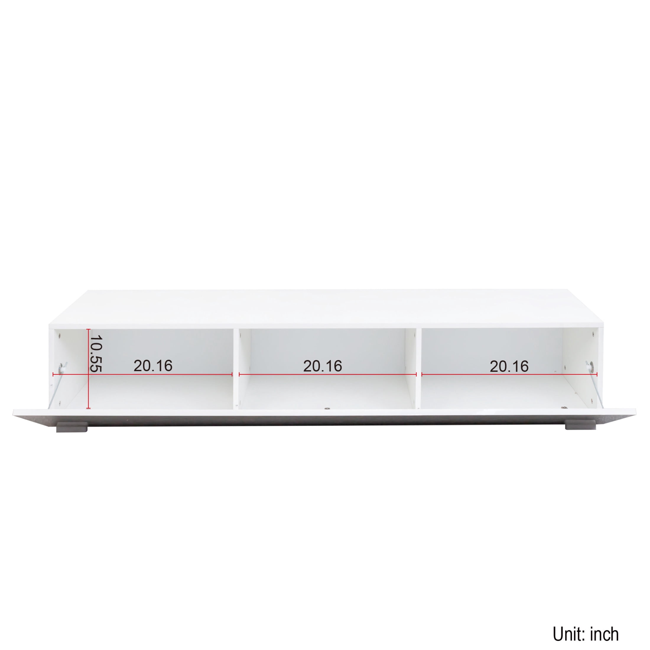 Noble House Tamara 63" Floating Entertainment Center, Wooden Wall-Mounted Media Console, Drop-Down Cabinets, White