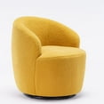 thumbnail image 3 of Swivel Accent Chair, Teddy Fabric Swivel Accent Chair Armchair, Lounge Chair Barrel Chair with Black Metal Base, Single Sofa Chair with 360° Swivel, Reading Chair for Living Room, Bedroom, Yellow, 3 of 7
