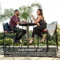 thumbnail image 2 of Best Choice Products 3-Piece Outdoor Wicker Bistro Bar Height Set for Patio, Garden w/ Barstools, Steel Frame - Red, 2 of 7
