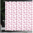 thumbnail image 3 of Ambesonne Pink Floral Shower Curtain, Flowering Lotus Branch, 69"Wx70"L, Olive Green Pink and White, 3 of 4
