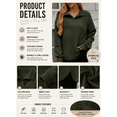 thumbnail image 3 of DOKOTOO Sweatshirts for Woman V Neck Long Sleeve Textured Pullover Sweatshirts Lightweight Oversized Top Shirts Green M US8-10, 3 of 10